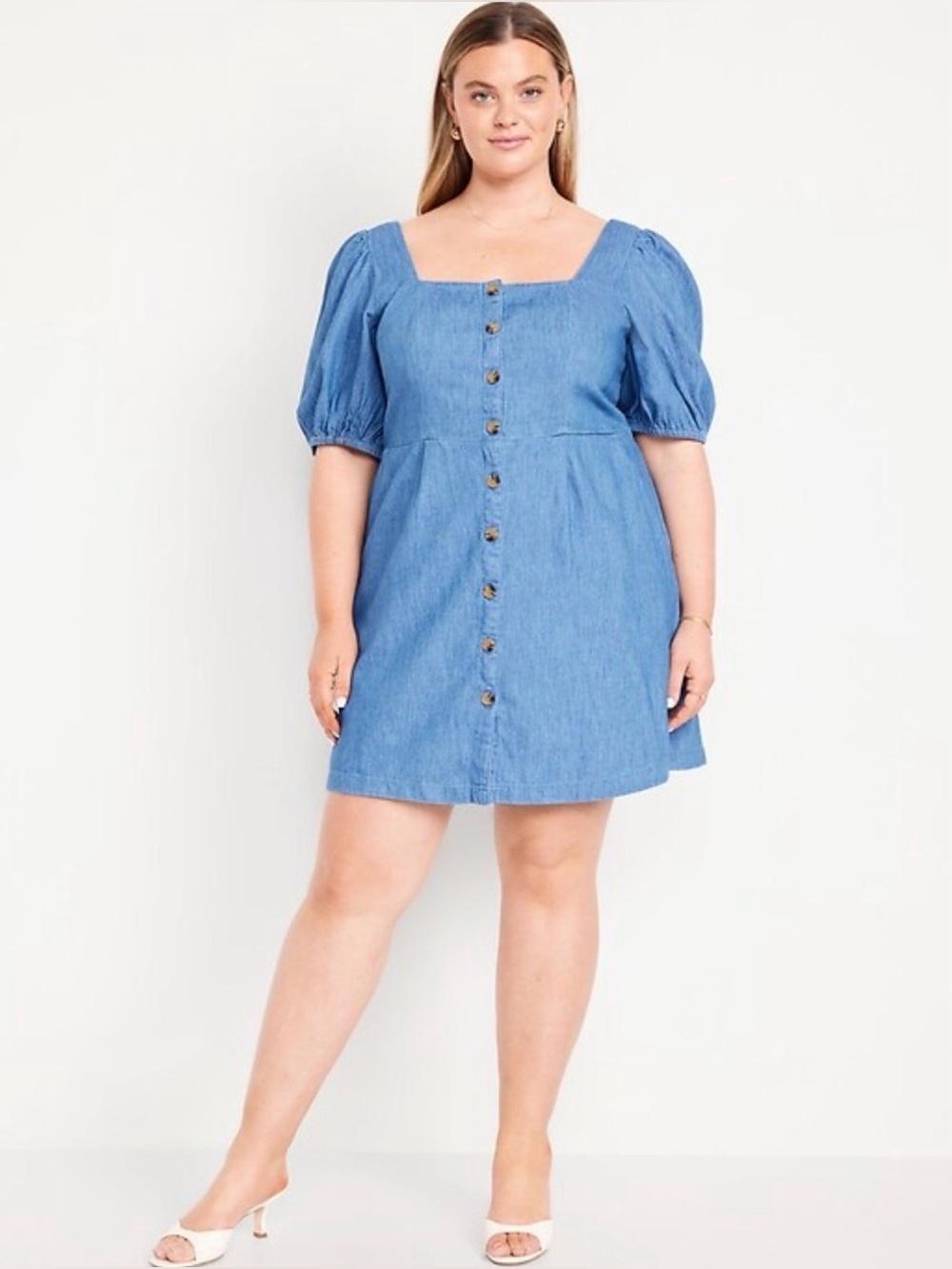 NWT Old Navy Puff Sleeve Jean Mini Dress Women’s Size 4X